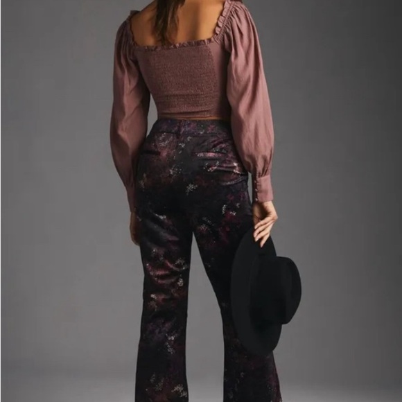 NWT Anthropologie Scotch & Soda Velvet Flare Floral Trousers - Picture 4 of 6